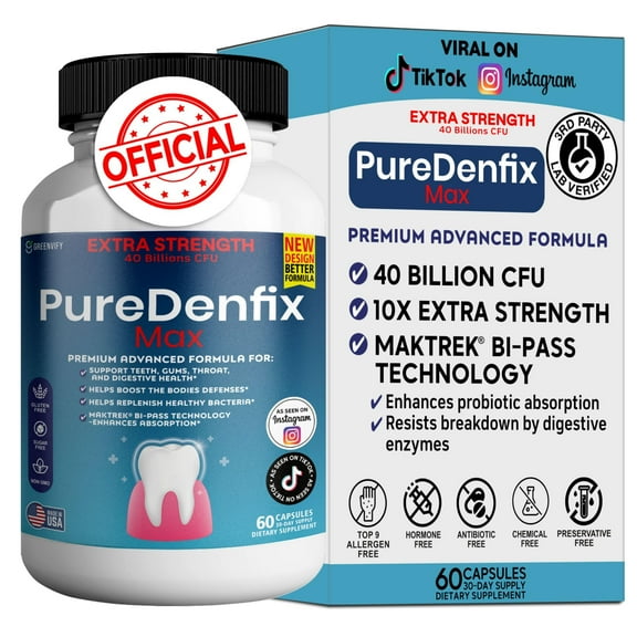 PureDenfix Max Extra Strength Probiotic Supplement – 40 Billion CFU – Oral & Digestive Health Support – 60 Capsules
