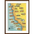 thumbnail image 2 of Art.com Map of the Missions, California Art Print, Brown Frame Wall Art, 21" x 29", 2 of 5