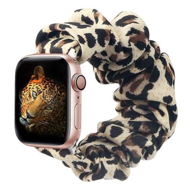 Bmbmpt Correa Elástica Para Reloj Compatible Con Apple Watch Band De Tela Con Patrón Suave Impreso Para Iwatch Series 5 4 3 2 1 (A-Leopard 42 Mm/44 Mm De Tamaño Grande)