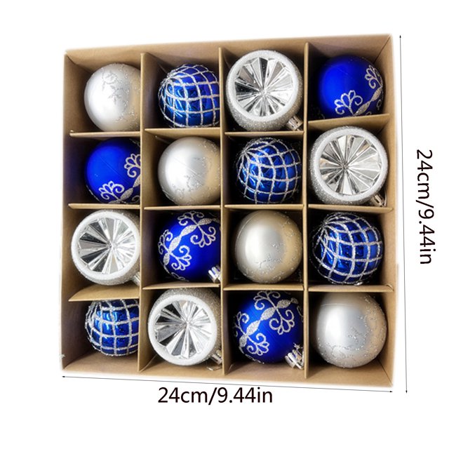 Pompotops 16PCS Christmas Tree Ornament Pendant Party Supplies Tree Hanging Plastic Ball Clearance