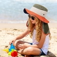thumbnail image 6 of IVEYRTF Kids Sun Hat with Neck Flap Color Block Breathable Mesh UV Protection Adjustable for Boys Girls 2-8 Years Outdoor Bucket Hat, 6 of 8