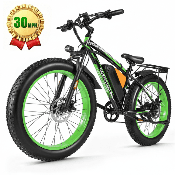 EOEOTWO 1500W Electric Bike for Adults, 26" Fat Tire Mountain Ebike, 30MPH Fast & 70 Miles Long Range, 48V 20Ah Removable Battery, 7-Speed Off-Road All-Terrain Electric Bicycle