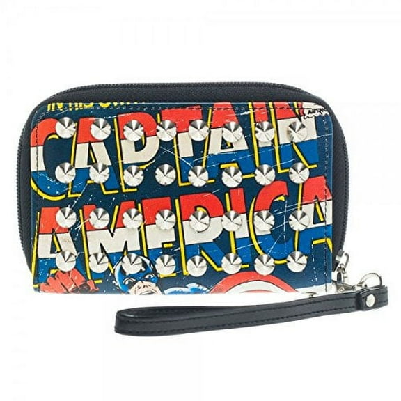 Captain America Studded Zip Around Wallet