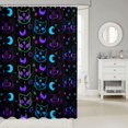 thumbnail image 2 of Manfei Neon Cat Shower Curtain 72Wx78L, Cartoon Stars Moon Bath Curtain, Black Purple, 2 of 5