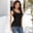 Black, variant on Plus Size Tank Tops for Women Polyester,Spandex Square Neck Spaghetti Strap Basic Tank Tops Bu1 S