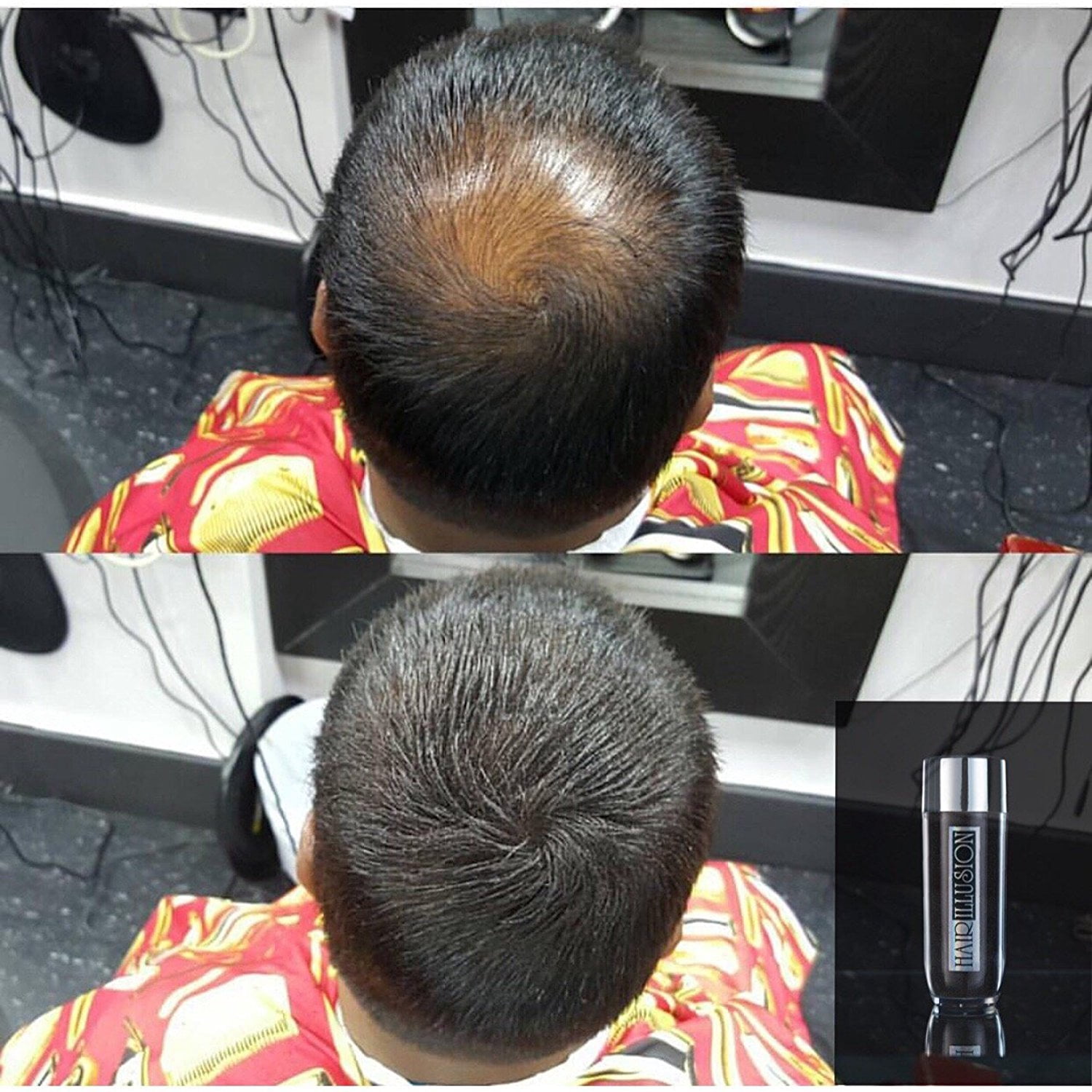 HAIR ILLUSION - 100% Real Human Hair Fibers - Not Synthetic - For Men & Women, Premium Hair Building Formulation, Black - 18g