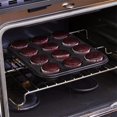 thumbnail image 5 of 1 juego de 2 moldes para muffins de silicona antiadherente para 24 muffins, cupcakes, brownies, pasteles, pudines, muffins, negro, 5 of 5