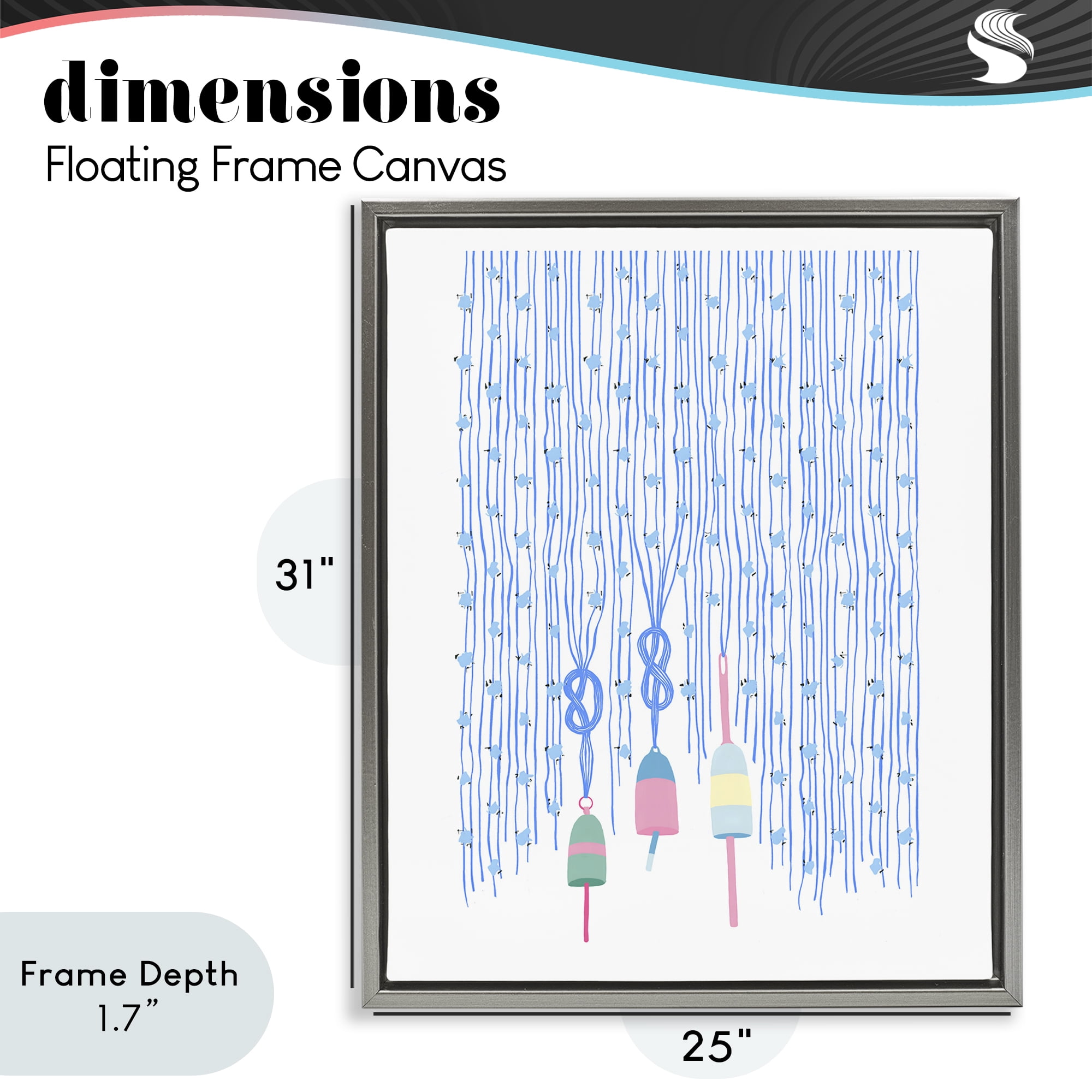 Stupell Industries Hanging Buoys on Ropes Gray Framed Floater Canvas Wall Art, design by Melissa Tilley