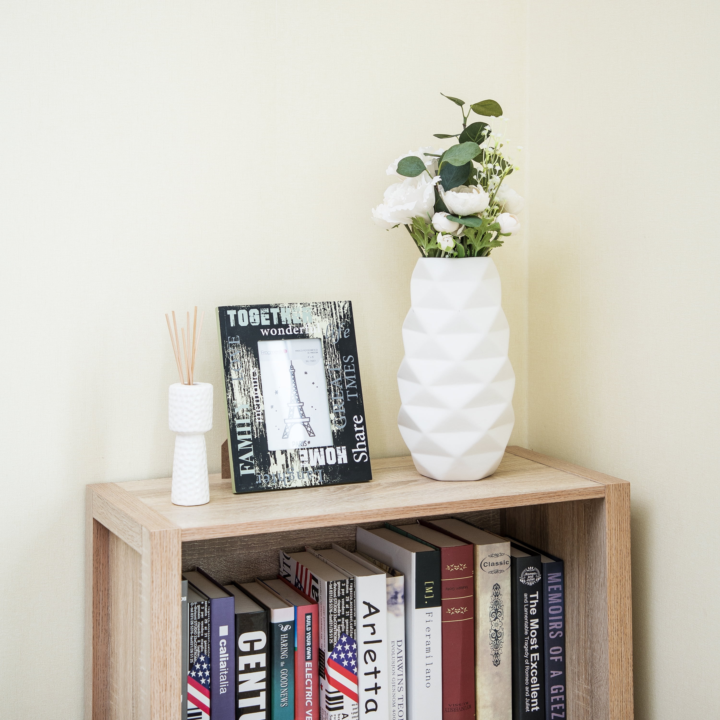 Mainstays 11.14" Tall White Geometric Ceramic Vase
