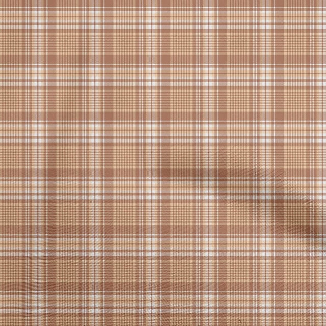 oneOone Georgette Viscose Rose Brown Fabric Check Sewing Material Print Fabric By The Yard 42 Inch Wide
