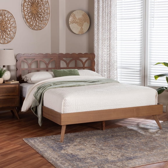 Baxton Studio Shukura Modern Platform Bed, Queen, Ash Walnut