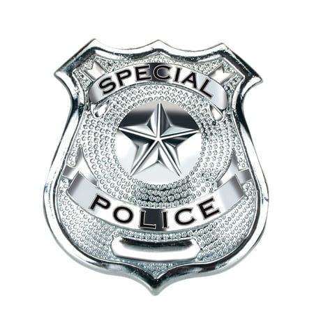 Special Police Halloween Heavy Duty Metal Costume Badge, Silver, 2.5