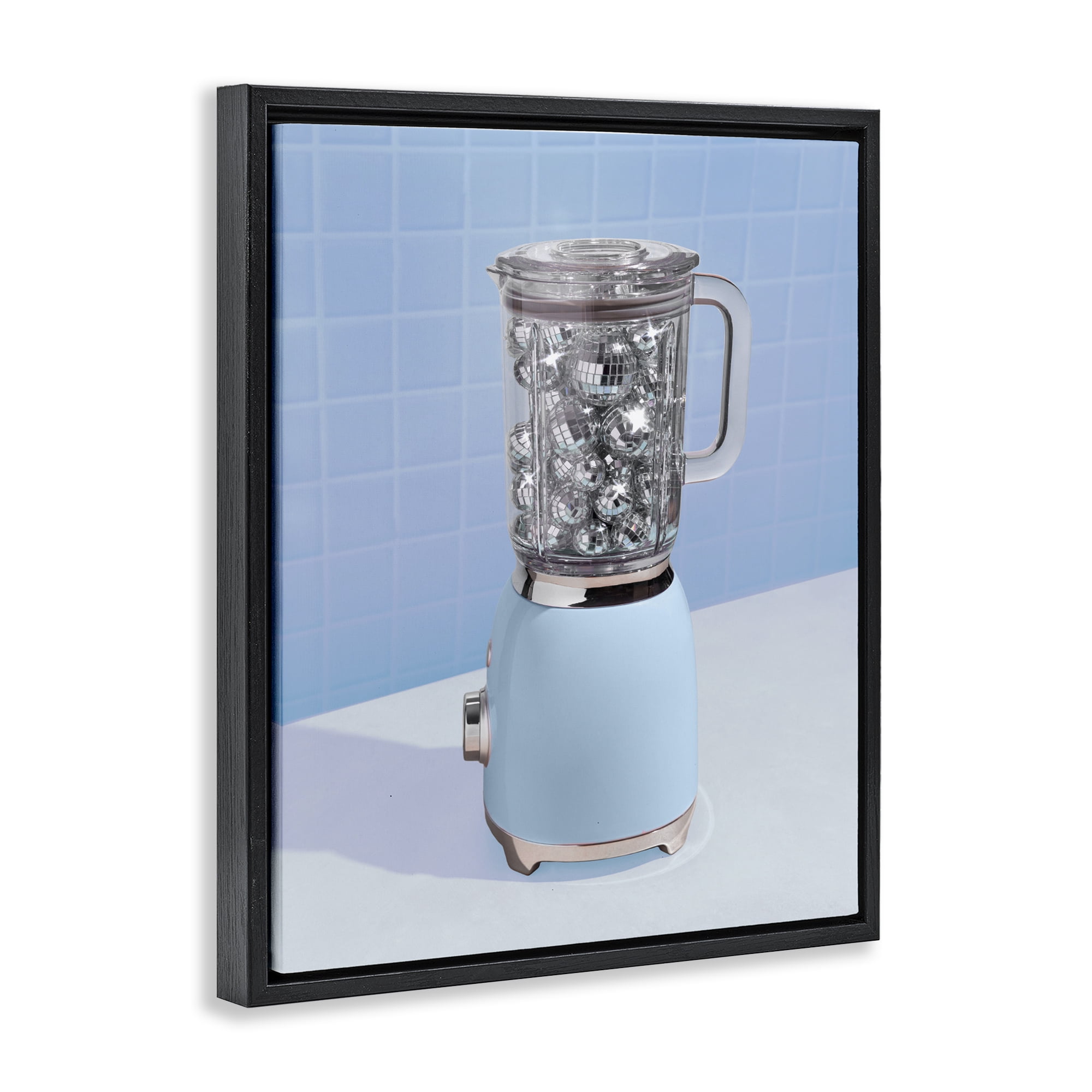 Stupell Industries Disco Drink Mixer over Blue Black Framed Floater Canvas Wall Art, design by LISH Creative