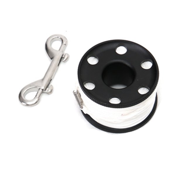 Advancent Carrete de buceo con forma de cuerno, línea de alta visibilidad, rueda de alambre de aluminio, fuerte resistencia a la tracción, buzo Deportes acuáticos Negro