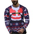 thumbnail image 1 of Camisetas divertidas con estampado divertido para hombre para Navidad, camiseta de manga larga con cuello redondo estampada, blusa Pompotops oipoqjl2193, 1 of 7