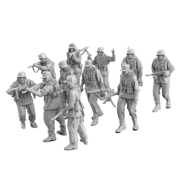 Kit de 11 modelos de soldados alemanes a escala 1/72, figuras en miniatura de resina, juego de figuras de hombres, dioramas para juegos de mesa de