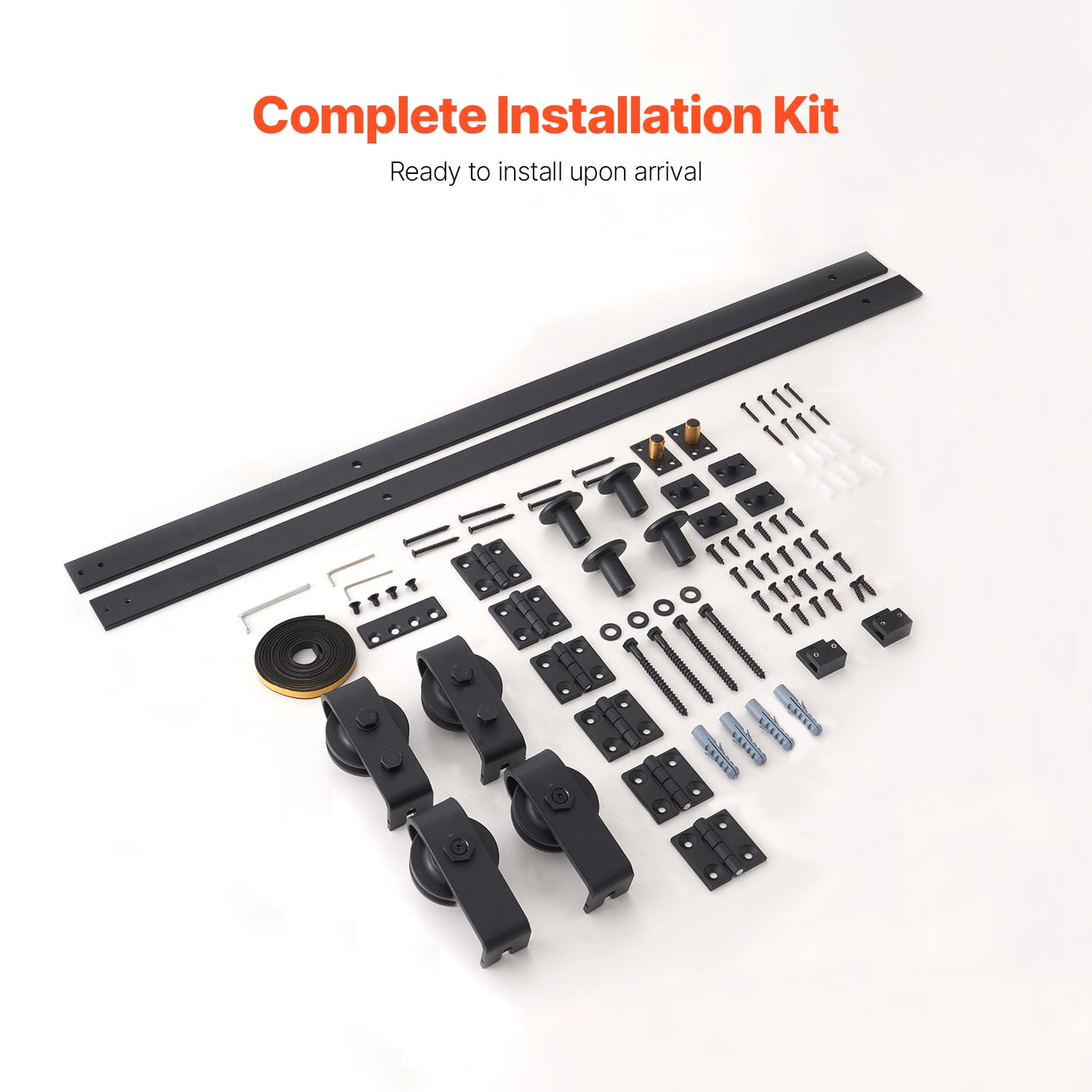 KFFKFF 76IN-2D-4K Bi-Fold Sliding Barn Door Track Kit – Black