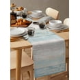 thumbnail image 3 of Hokiten Table Runners 36 Inches Long Dress Scarves, Blue Beige Farmhouse Farmhouse Kitchen/Dining Table Runner, Short Coffee Tablerunners, Vintage Wooden Striped 13x36 Inch, 3 of 7
