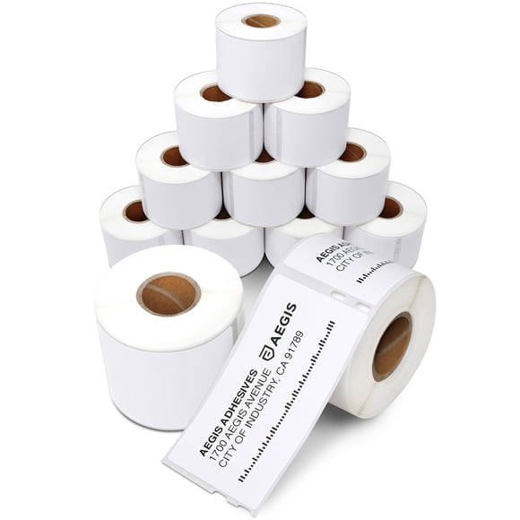 Aegis Adhesives - 2-1/8" X 4" Replacement for DYMO 30323 (12 Rolls/2640 Labels) Direct Thermal Shipping and Postage Labels - Compatible with