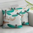 thumbnail image 3 of Shadudu Dragonfly Throw Pillow Cushion Cover, Ornamental Dragonfly with Lace and Damask Effects Image, Decorative Square Accent Pillow Case, Teal Turquoise Black 12x12in, 3 of 7