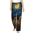 thumbnail image 2 of Lsque Oil Starry Sky Sunflower Print Women's Pajama Pants, Lounge Pant - Comfortable Home Wear,Elastic Waistband, Stylish Design-Medium, 2 of 9