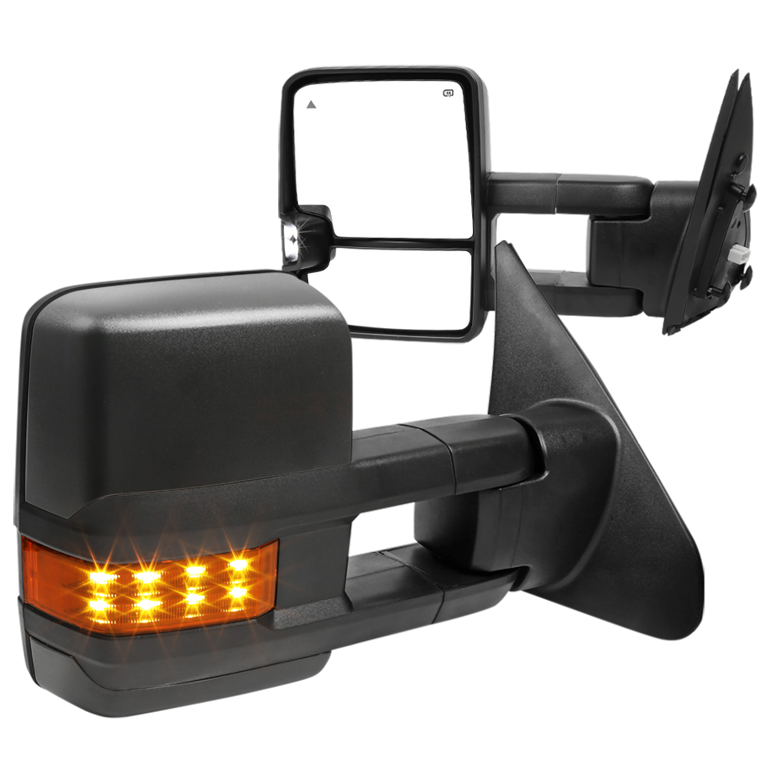 SpecD Tuning Black Power Heated BSM Tow Mirrors w/ Amber LED Signals