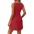 thumbnail image 4 of Women's 2025 New Summer A-Line Sleeveless Boat Neck Mini Dress Club Party Little Short Dresses, 4 of 9
