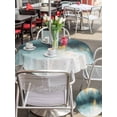 thumbnail image 6 of Outdoor Tablecloth with Umbrella Hole Zipper Modern Teal Gold Round Tablecloth 60" Waterproof Outside Table Cloth Abstract Geometric Lines Patio Table Cover Tablecloths for Picnic Party, 6 of 8