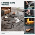 thumbnail image 6 of Set of 2 Nesting Coffee Tables,Black Sintered Stone Tabletop & Wrought Iron Frame, Modern Living Room Accent Furniture, 6 of 11