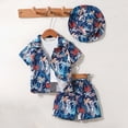thumbnail image 2 of CAUYDY Toddler Baby Boy Clothes Linen Summer Outfits Tropical Vacation Button Up Short Sleeves Shirts & Shorts(L101-Dark Blue,2-3 Y), 2 of 6