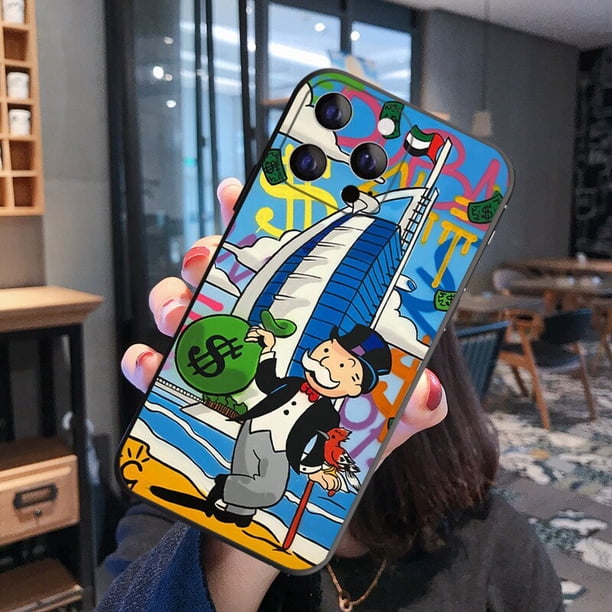 Funda de teléfono de TPU de silicona suave para iPhone, carcasa de tendencia de dibujos animados de dólar, Anton Monopoly, 11, 12, 13, 14 Pro Max, X, XR, XSMax, 8, 14 Plus, 12Mini Fivean unisex