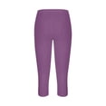 thumbnail image 5 of High Waist Cropped Yoga Pants for Women Cutout Hem Capri Leggings Stretchy Hollow Out Hem Compression Summer Workout 2026 Purple S, 5 of 5