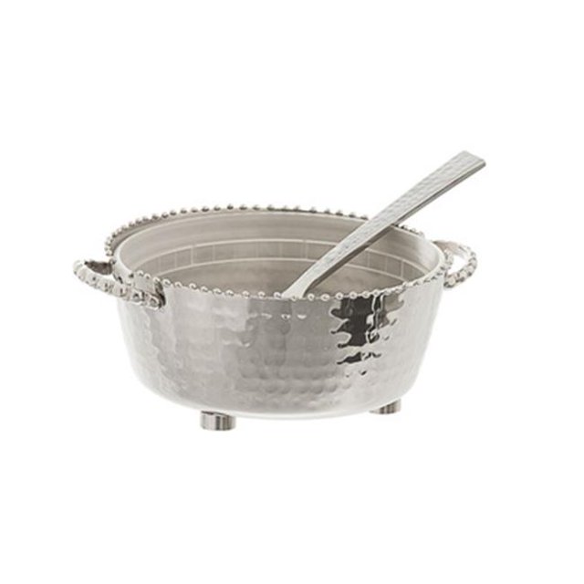 Classic Touch MDLC74N Beaded Dip Bowl, Nickel - Small