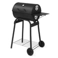 thumbnail image 4 of Alvantor Barrel Charcoal Grill with Adjustable Charcoal Pan,Warming Rack,Thermometer,Dual Air Dampers,Side Table,Wheels,Black, 4 of 12