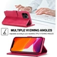 thumbnail image 3 of Case for iPhone 12 / iPhone 12 Pro, PU Leather Wallet Folio Flip Magnetic Buckle Slim Back Cover Built-in Card Holder Slot and Stand for iPhone 12 / iPhone 12 Pro 6.1 Inch (Rosered), 3 of 14