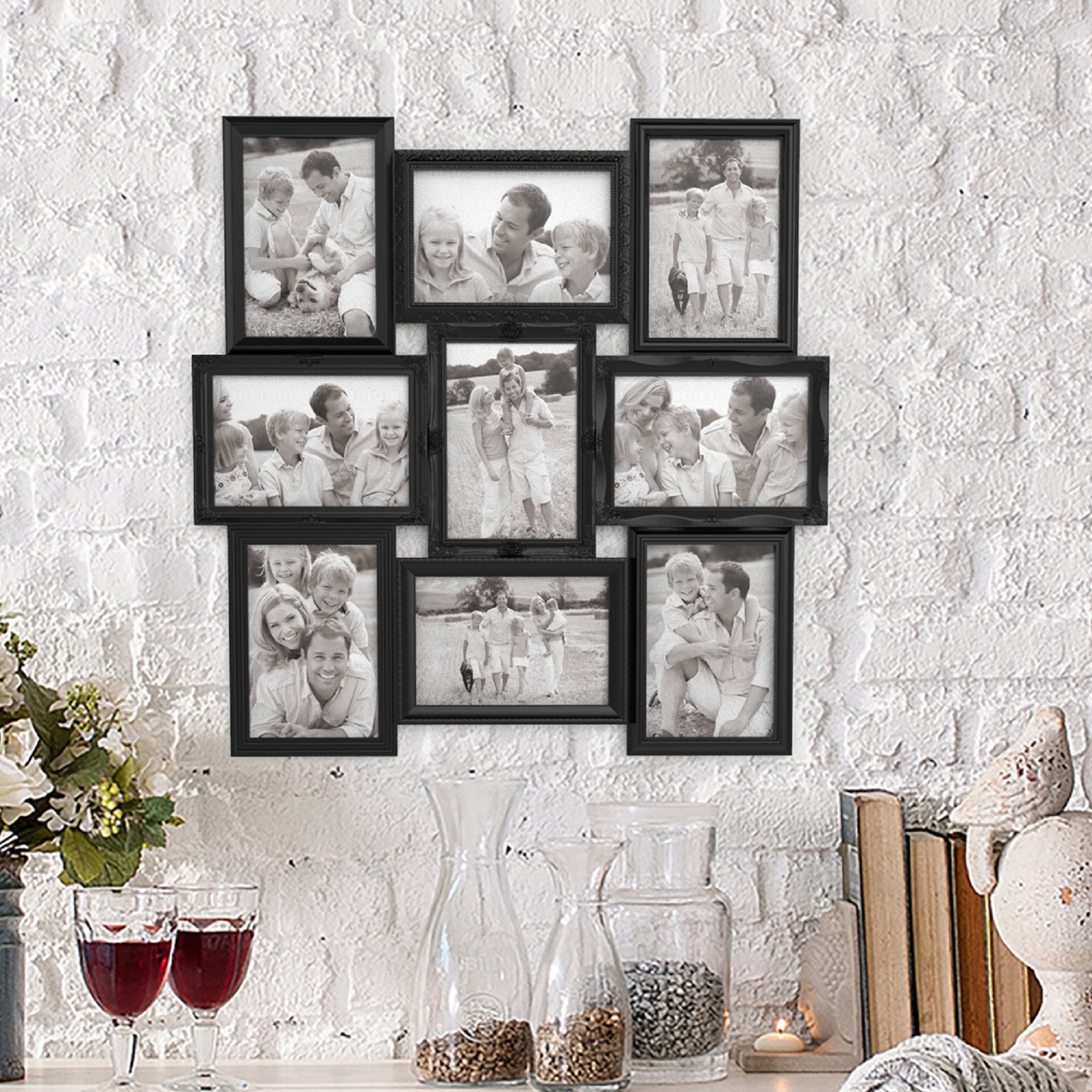 Lavish Home Collage Picture Frame with 9 Openings for 4x6 Photos Wall Hanging Multiple Photo