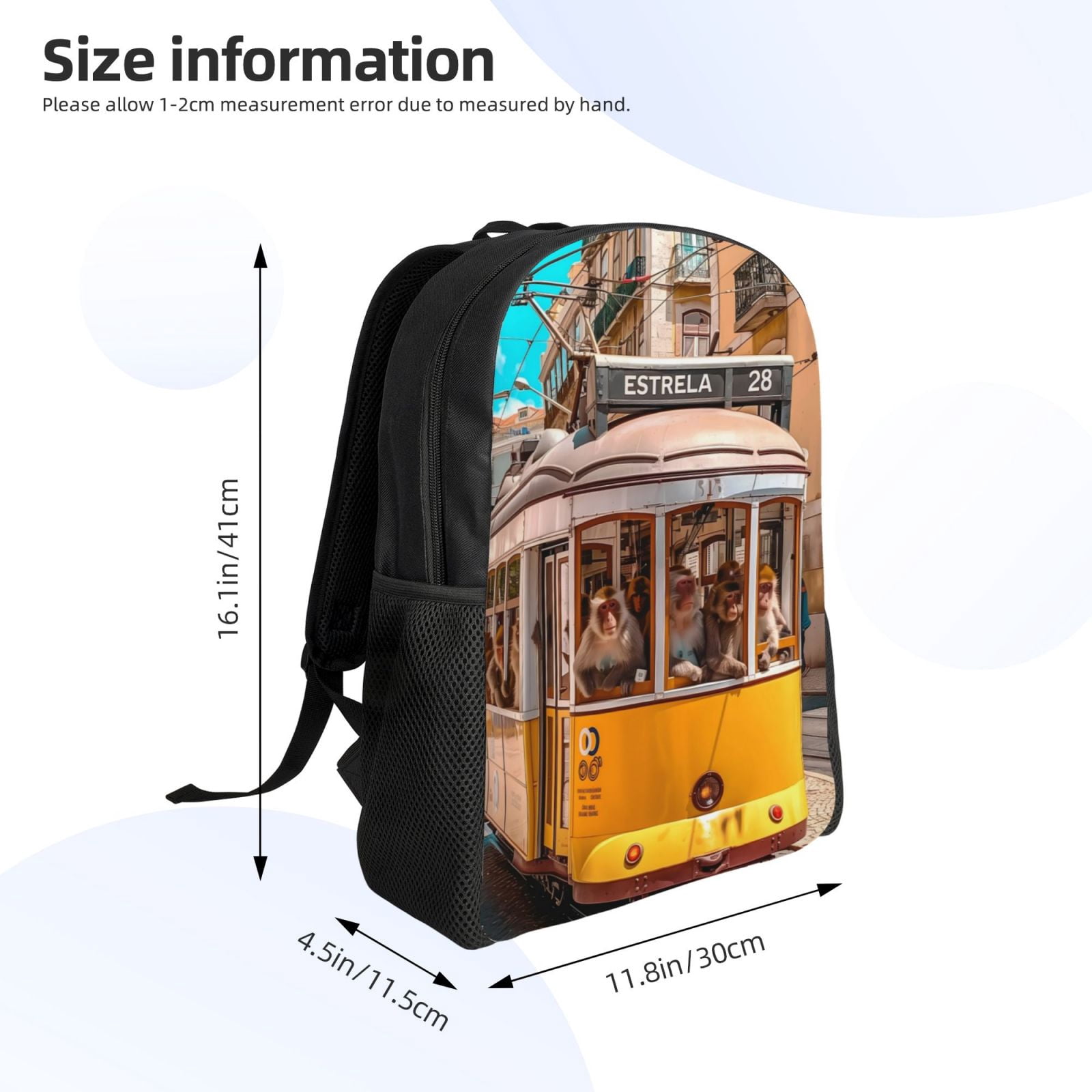 Xecao Modern Urban Monkey Print School Backpack with Laptop Compartment Small Travel Laptop Backpack for Women Men Waterproof College Backpack Simple School Bag