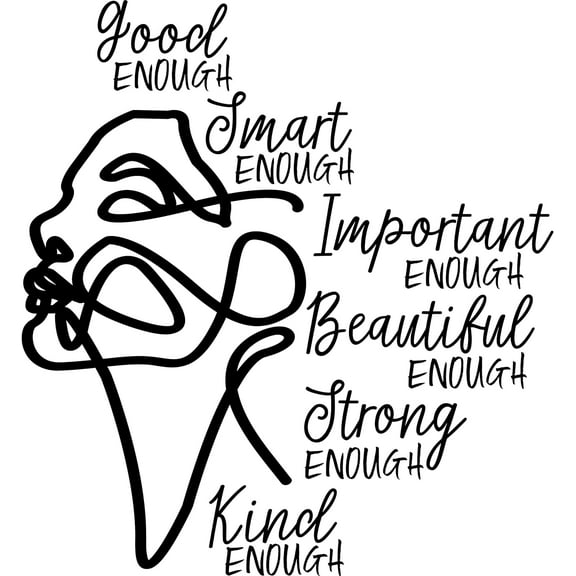 QTH Inspirational Wall Decals for Women Line Art Set Quote Sticker Motivational Office Decor for Girls Wall Art Vinyl for Livingroom Bedroom Bathroom Classroom