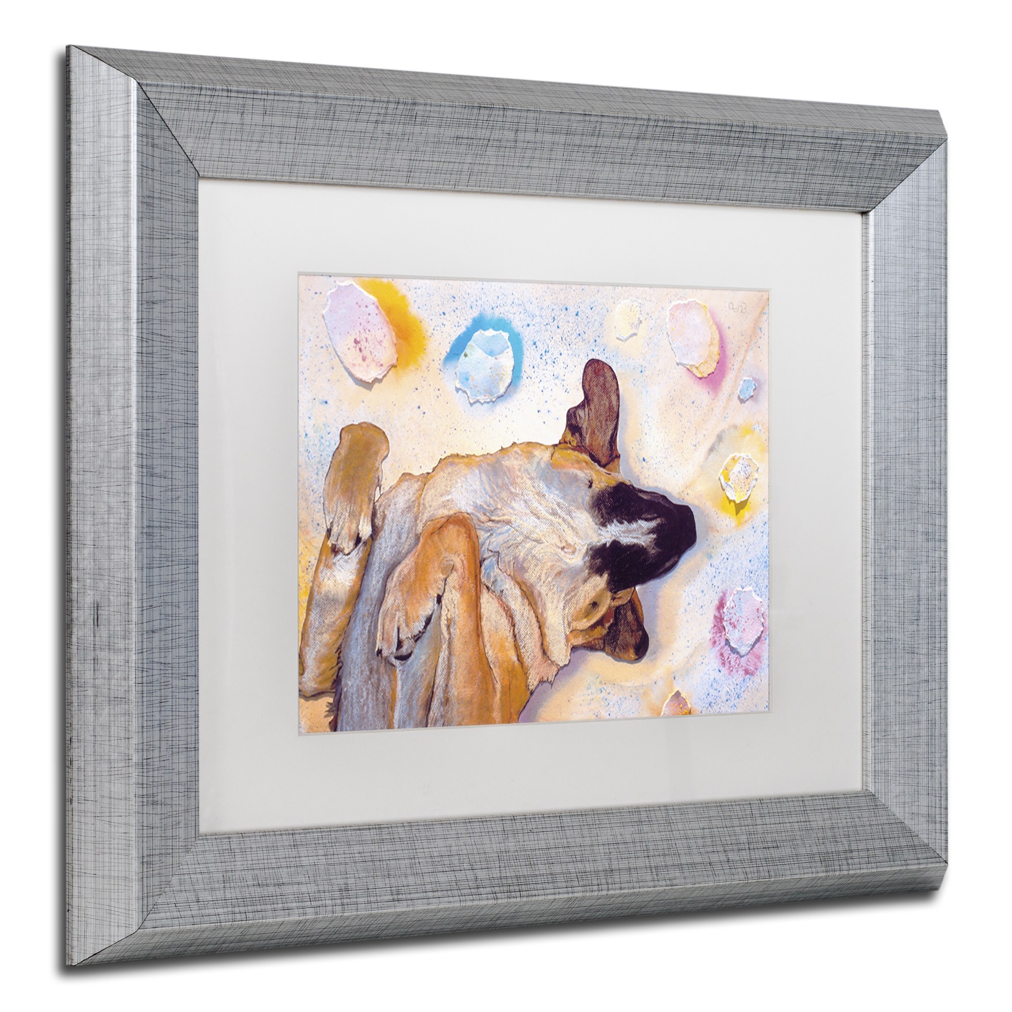 Trademark Fine Art "Dog Dreams" Canvas Art by Pat Saunders-White, White Matte, Silver Frame