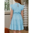 thumbnail image 4 of KISSMODA Girls Dress Short sleeve Floor Length A Line Swing Midi Sundress 5-14 Years, 4 of 7