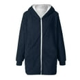 thumbnail image 4 of RQYYD Zipper Winter Coats for Women,Casual Plus Size Fleece Hooded Jacket Loose Soft Outdoor Sherpa Lined Thick Coat Outwear with Pocket (Navy,3XL), 4 of 5
