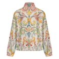 thumbnail image 6 of Jackets for Women Winter Coat Jackets Flannel Stand Collar Jacket(Pastel Floral Baroque Design,Size:S-4XL), 6 of 7