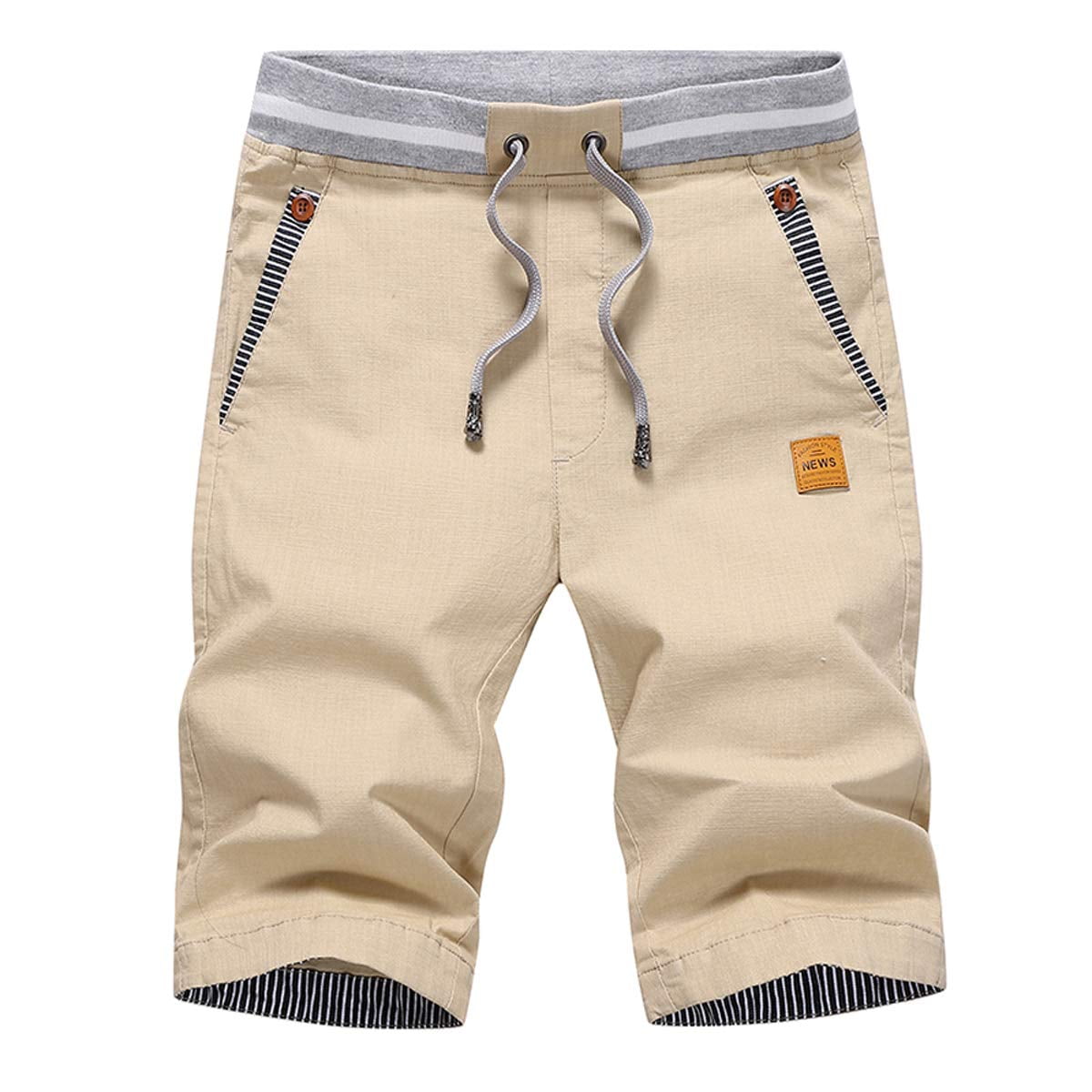 Tansozer Mens Shorts casual classic Fit Drawstring Summer Beach Shorts with Elastic Waist and Pockets Khaki X Large Walmart