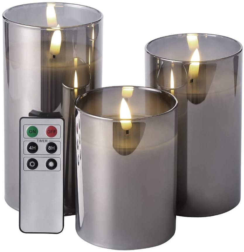 Eywamage Glass Flameless Candles with Remote Battery Operated ...
