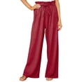 thumbnail image 2 of Sunloudy Pantalones casuales de pierna ancha para mujer, pantalones sueltos de longitud completa de cintura media atados de color sólido para damas, S / M / L / XL / XXL Sunloudy  S M L XL XXL, 2 of 7
