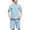 Light Blue, variant on Fnooota Boys Summer Outfit Sets Size 10-12, Cotton Linen Short Sleeve Summer 2 Piece Kids' Clothing Sets Light Blue Size 11-12 T