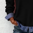 thumbnail image 5 of SELONE Oversized Denim Shirt Women Buttons Collared Tops Long Sleeved Casual Pullover Color Block Outerwear Black S, 5 of 7
