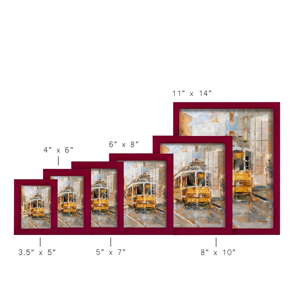 Day Trolley II - Framed Print w/glass - Cherry Red