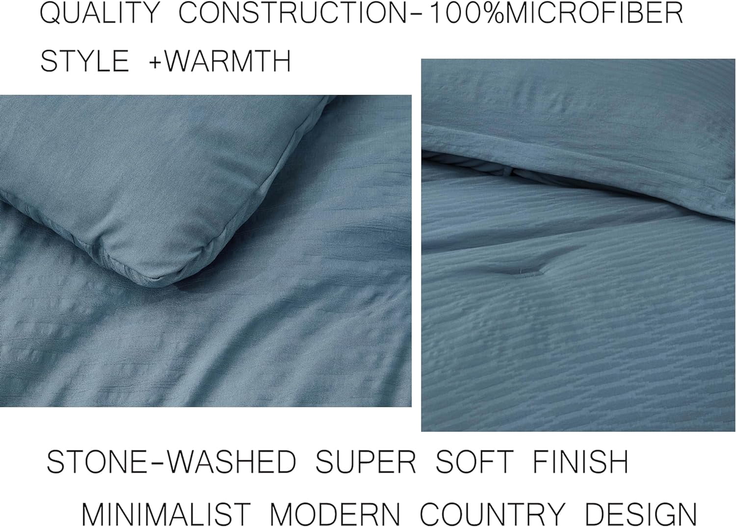 Chezmoi Collection Calvin 3-Piece Jacquard Comforter Set King Size, Blue Textured Woven Lightweight Comforter Bedding for All Season