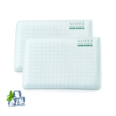 NOFFA Neck Pillow for Neck Pain Relief, Cooling Memory Foam Pillows, Support Ergonomic Pillows, Washable Cove, Medium Soft